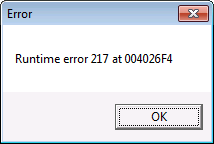 Runtime Error 217