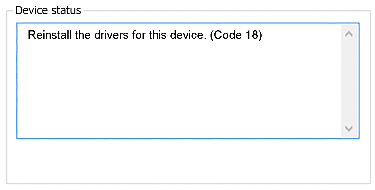 Device Manager Error Code18