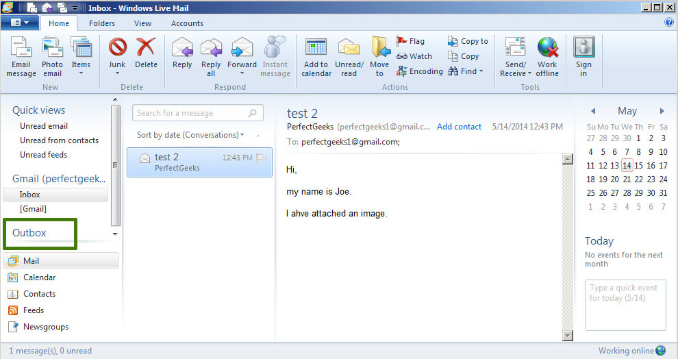 Error de Windows Live Surface Mail Eliminar el correo electrónico de la foto