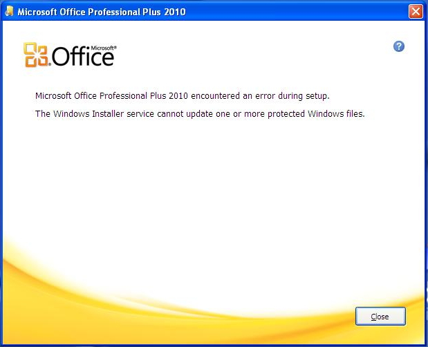 microsoft office 2010 install fault 1406