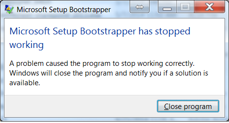 bootstrapper has stopped working