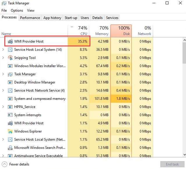 خدمة مضيف موفر WMI