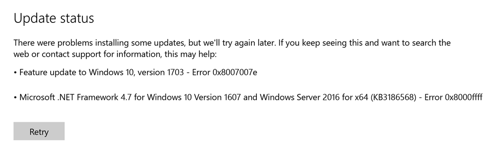 0x8007007e update error