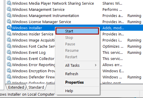 Start Windows Installer Service