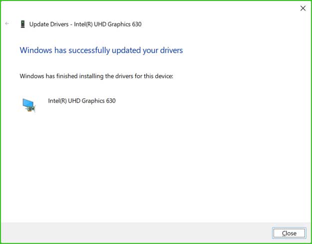 Windows has successfully updated your drivers
