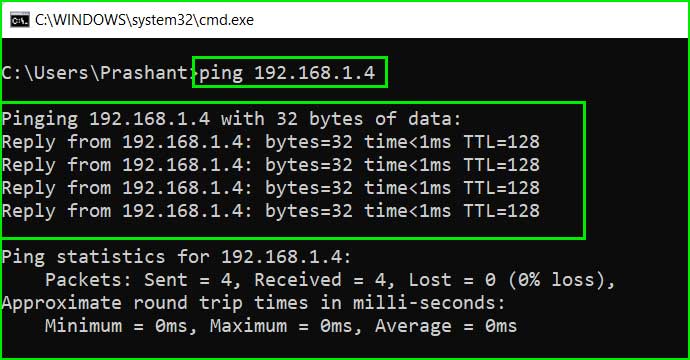 ping command success