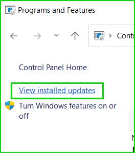 view install updates in uninstall program option