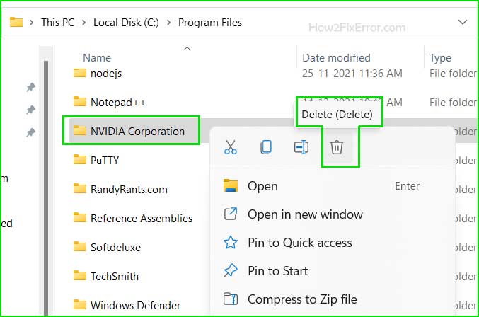Remove NVIDIA from Program Files