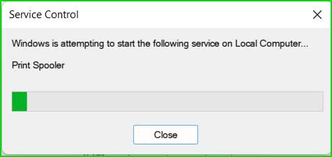 restarting the printer spooler service