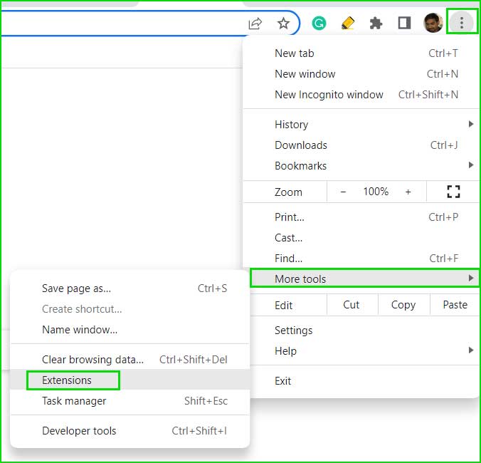 open extension settings in chrome