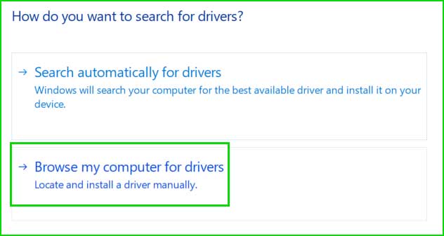 browse my computer for drivers