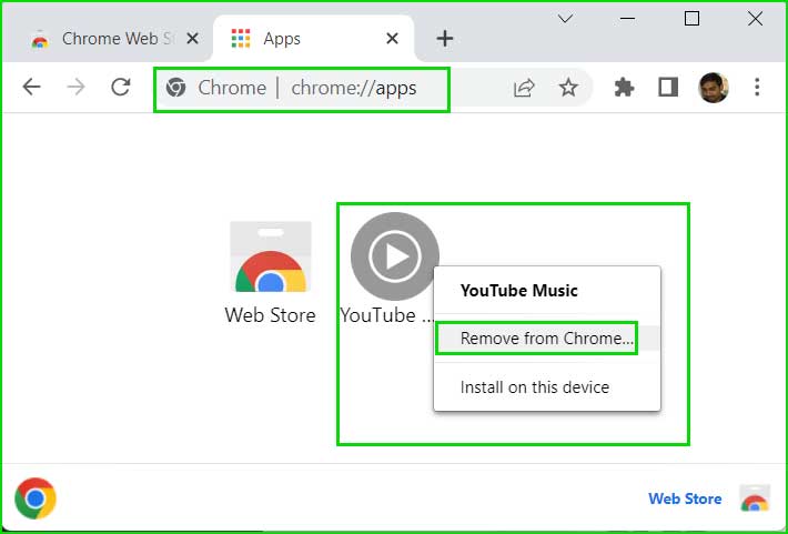 removes apps from chrome