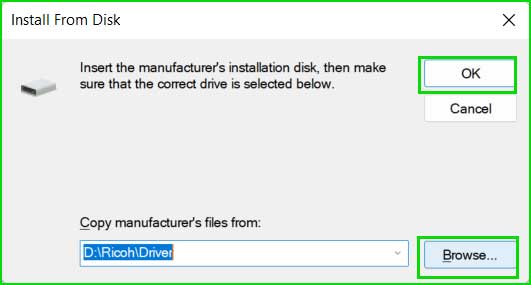 browse downloaded driver from your computer