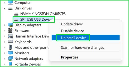uninstall a device in the device manager windows 10 & 11