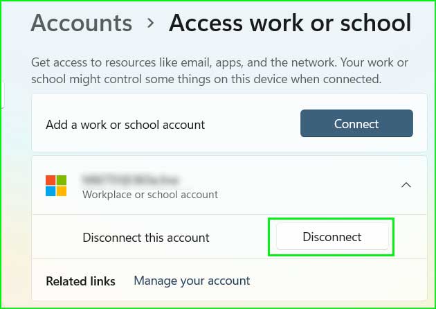 Disconnect office account
