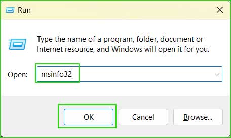 مربع الحوار تشغيل msinfo32