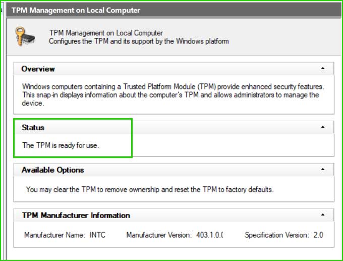 check TPM Status active or not