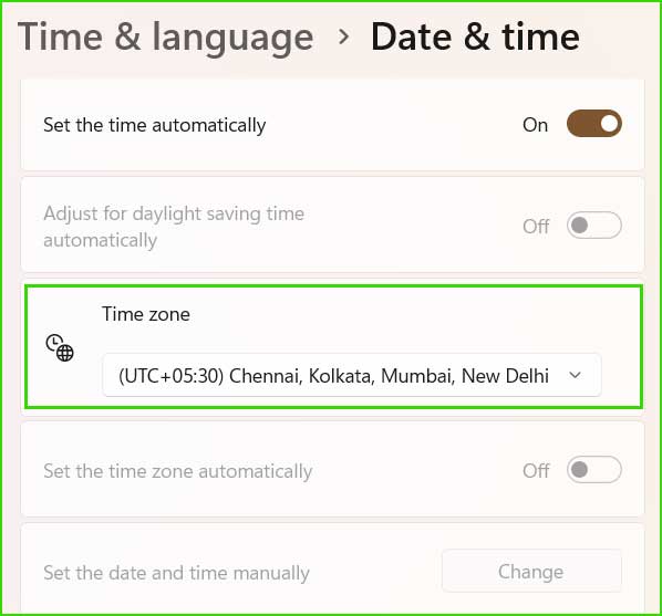 set correct time zone on your computer