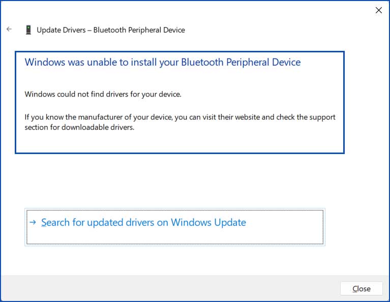 Windows was unable to install your device