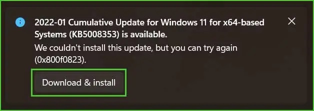 we could not install this update